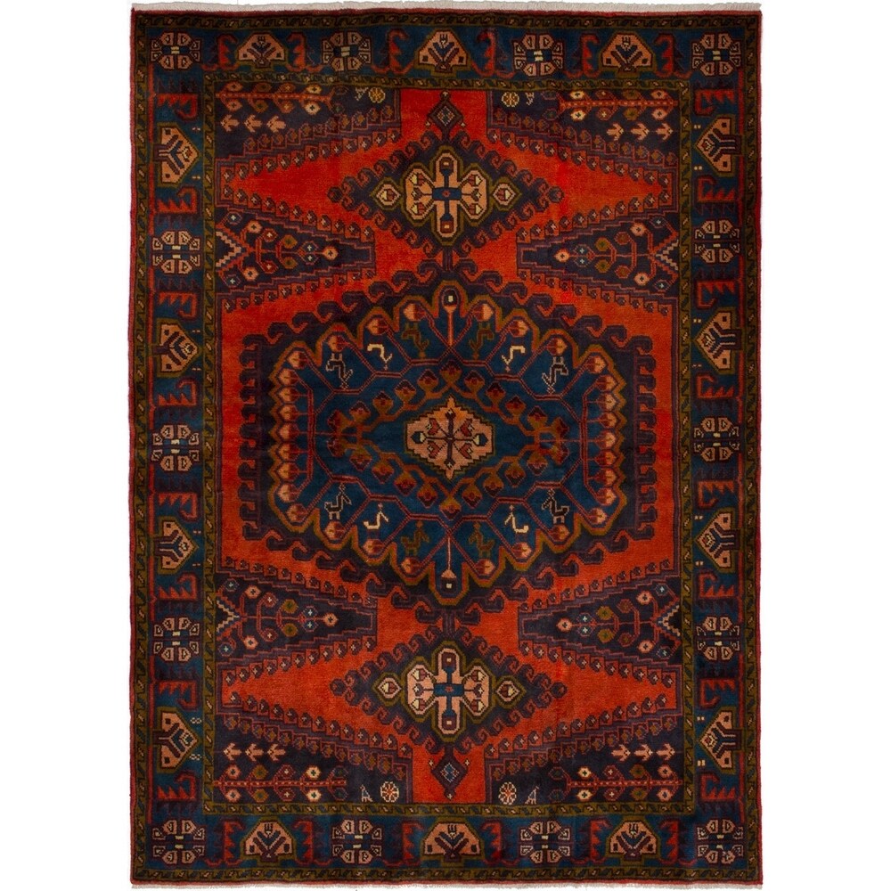 eCarpetGallery Hand-knotted Wiss Dark Copper, Dark Navy Wool Rug - 4'11 x 6'9