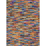 Handmade Cowhide Patchwork Blue, Brown Leather Rug