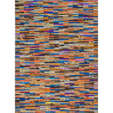 Handmade Cowhide Patchwork Blue, Brown Leather Rug