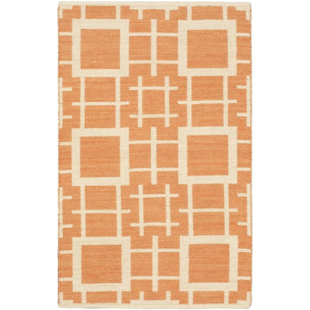 eCarpetGallery Kilim Abstract Brown/Ivory Wool and Cotton Rug