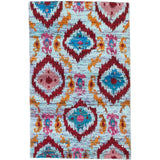 ecarpetgallery Blue and Red Sari Silk Rug