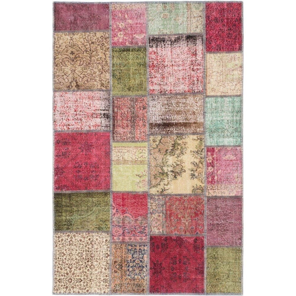 ecarpetgallery Color Transition Patch Beige/ Red Wool Rug