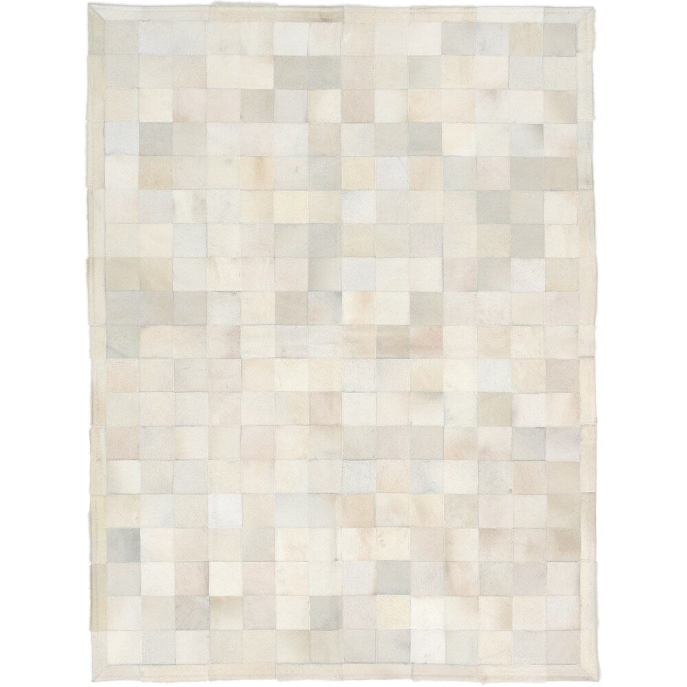 ecarpetgallery Cowhide Patch Leather Beige Rug