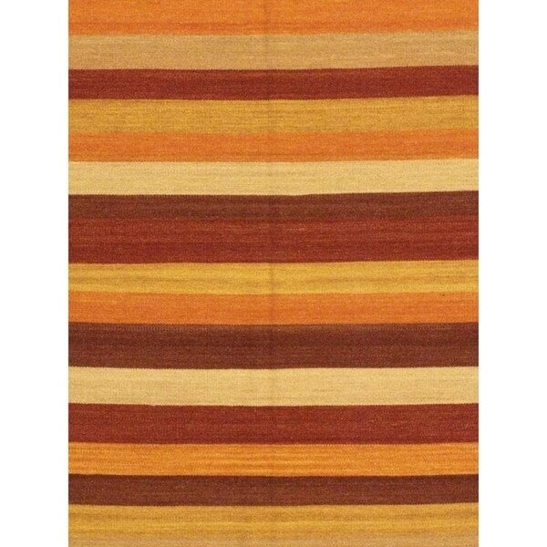 ecarpetgallery Fiesta Ivory Hand-woven Wool Kilim - 5'7 x 7'10