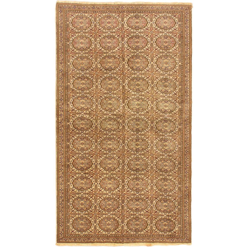 Hand-knotted Antique Anatolian Cream Wool Rug - 3'5" x 6'2"