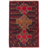 eCarpetGallery Hand-knotted Baluch Brown/Red Wool Rug (2'9 x 4'2)