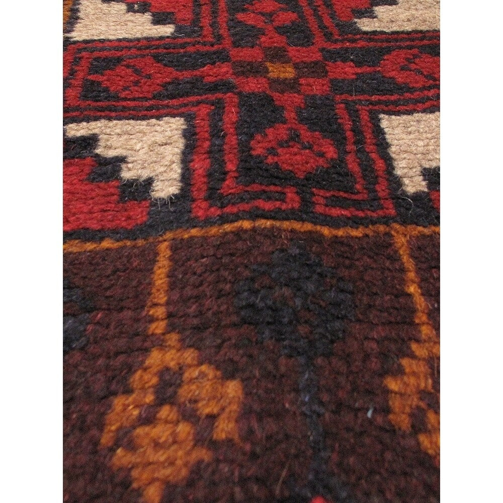 ecarpetgallery Hand-Knotted Baluch Red Wool Rug (3'6 x 6'2)