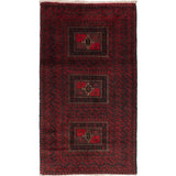 Ecarpetgallery Hand-Knotted Finest Baluch Black, Red Wool Rug (3'3 x 5'10)