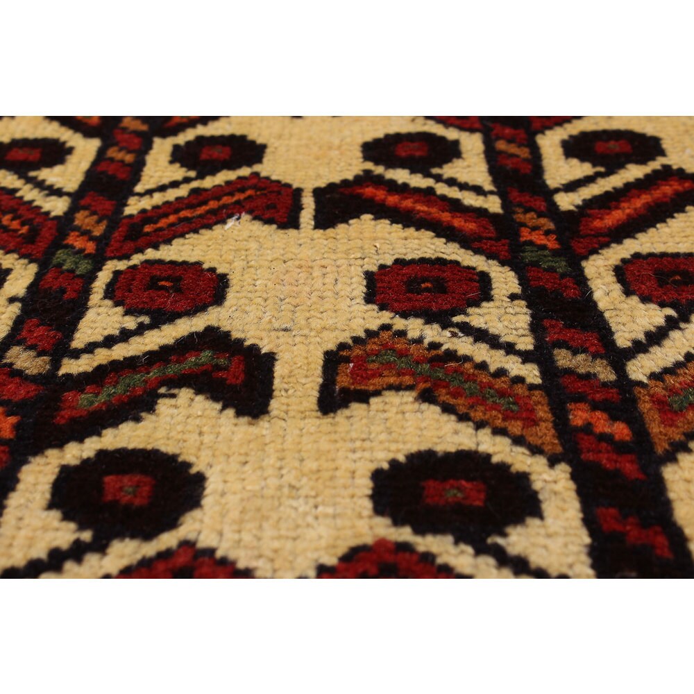 Hand-knotted Finest Baluch Cream Wool Rug - 2'10 x 5'4
