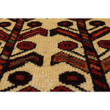 Hand-knotted Finest Baluch Cream Wool Rug - 2'10 x 5'4