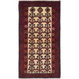 Hand-knotted Finest Baluch Cream Wool Rug - 2'10 x 5'4