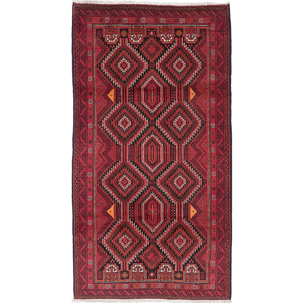 Ecarpetgallery Hand-Knotted Finest Baluch Orange Wool Rug (3'4 x 6'3)