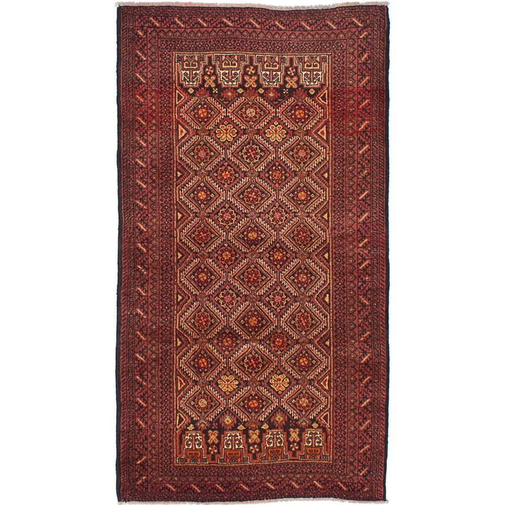 ecarpetgallery Hand-Knotted Finest Baluch Red Wool Rug - 3'1 x 5'6
