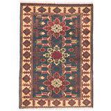 Hand-knotted Finest Kargahi Navy, Ivory Wool Rug - 2'9 x 4'0