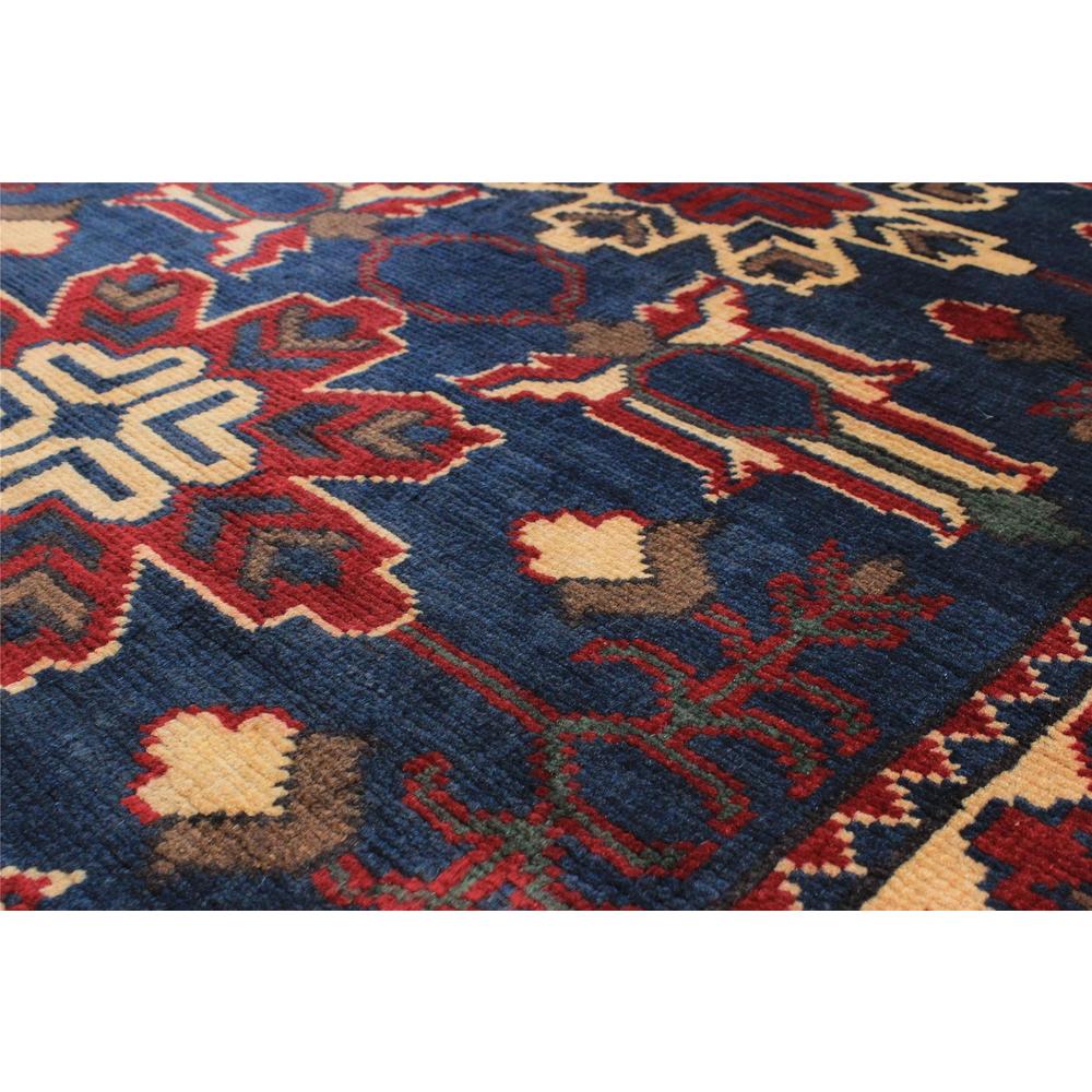 Hand-knotted Finest Kargahi Navy, Ivory Wool Rug - 2'9 x 4'0