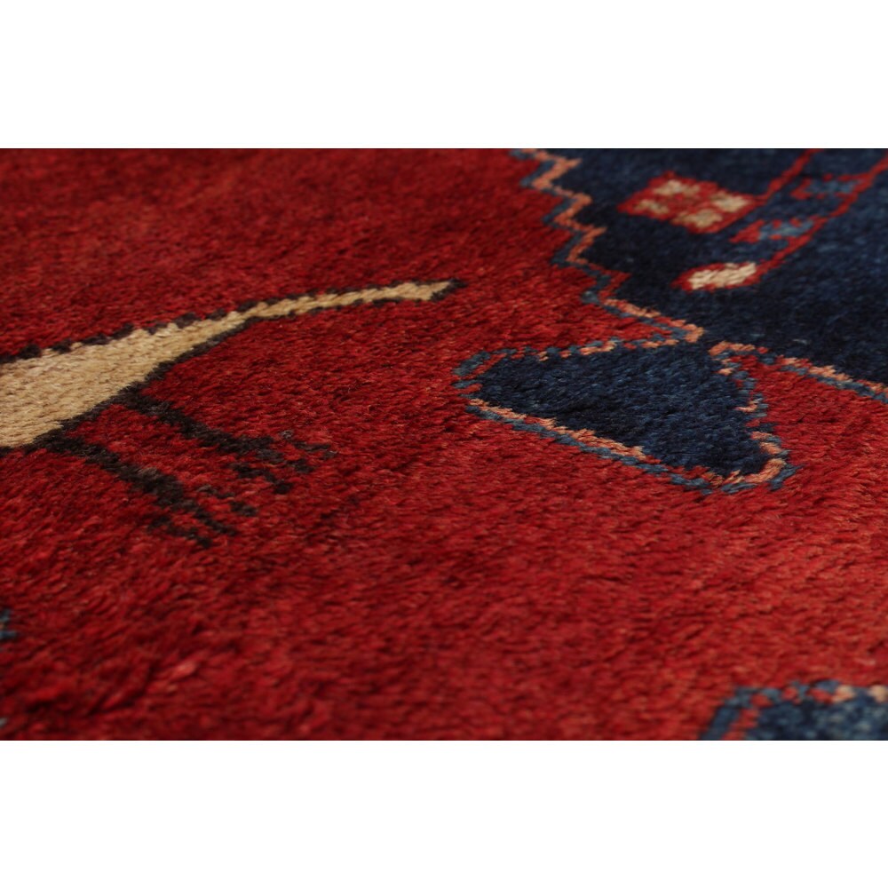 eCarpetGallery Hamadan Red Wool Hand-knotted Rug (3'6x9'4)
