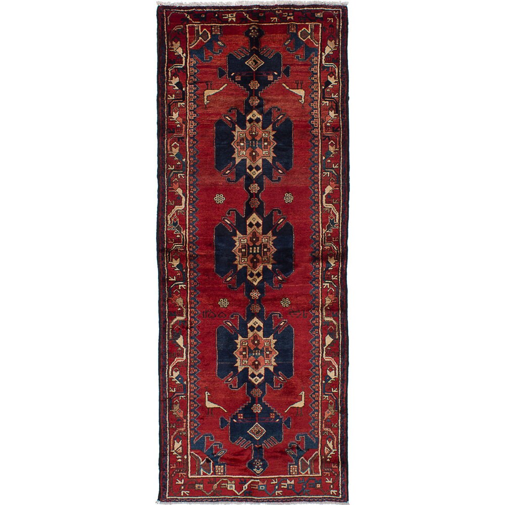 eCarpetGallery Hamadan Red Wool Hand-knotted Rug (3'6x9'4)