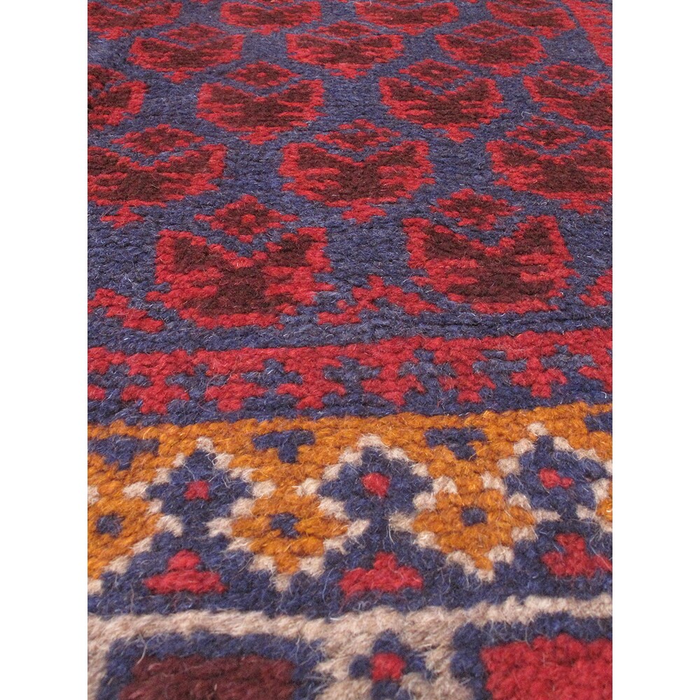 ecarpetgallery Hand-Knotted Herati Blue Red Wool Rug (3'7 x 6'1)