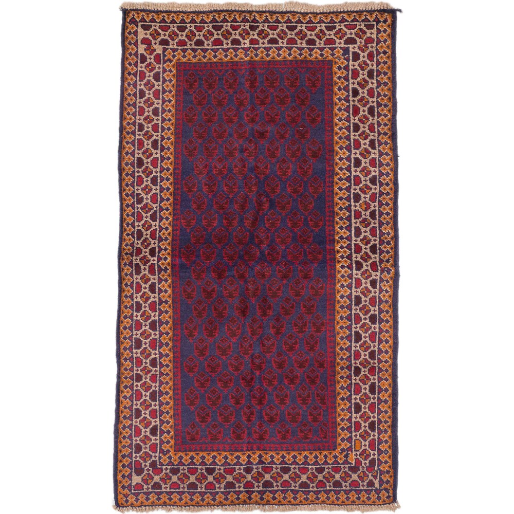 ecarpetgallery Hand-Knotted Herati Blue Red Wool Rug (3'7 x 6'1)