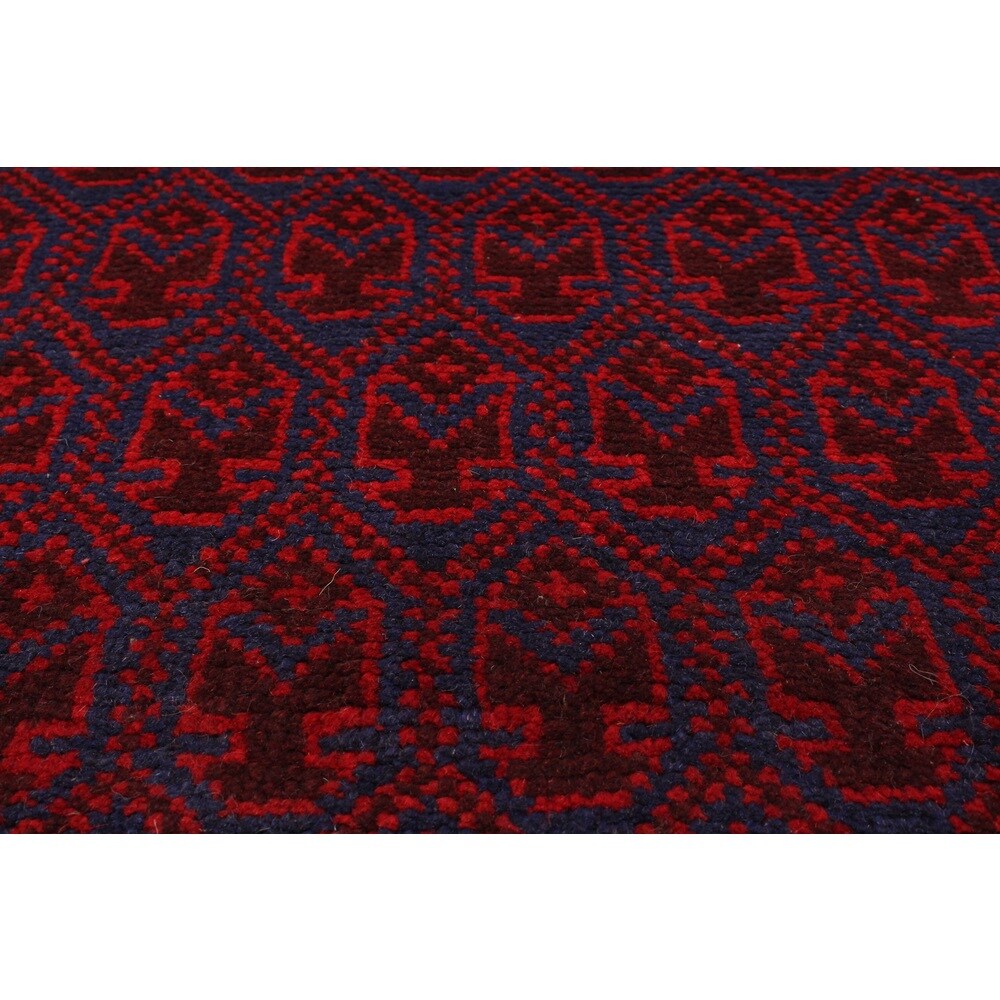 Hand-knotted Herati Burgundy Wool Rug - 3'7" x 6'4"