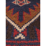Hand-knotted Kazak Burgundy, Navy Blue Wool Rug - 3'8 x 6'3