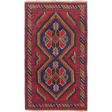 Hand-knotted Kazak Burgundy, Navy Blue Wool Rug - 3'8 x 6'3