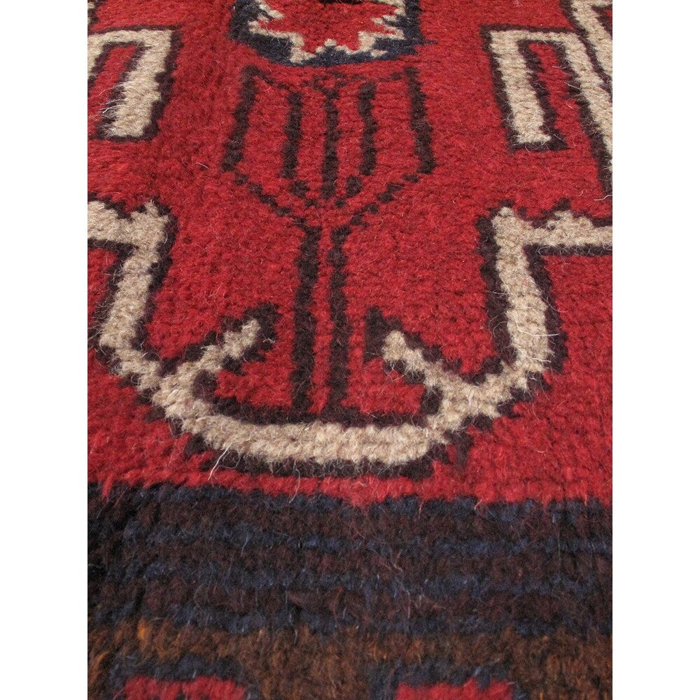 Hand-knotted Kazak Red Wool Rug - 3'6 x 6'5
