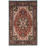 ecarpetgallery Hand-Knotted Royal Heriz Black, Brown Wool Rug (4'0 x 6'2)