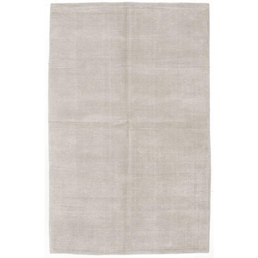 ecarpetgallery Hand-Knotted Shimmer Grey Art Silk Rug (5'0 x 8'0)