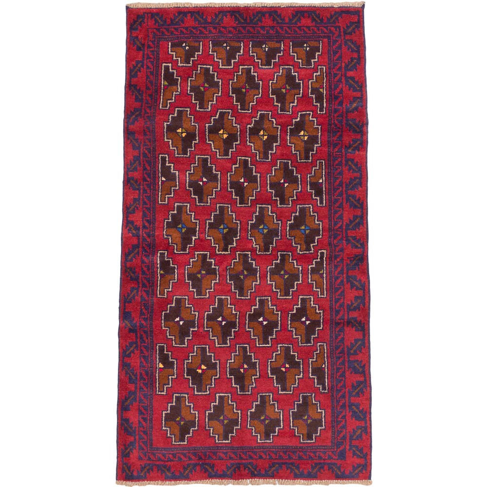 ecarpetgallery Hand-Kotted Bahor Red Wool Rug (3'5 x 6'4)