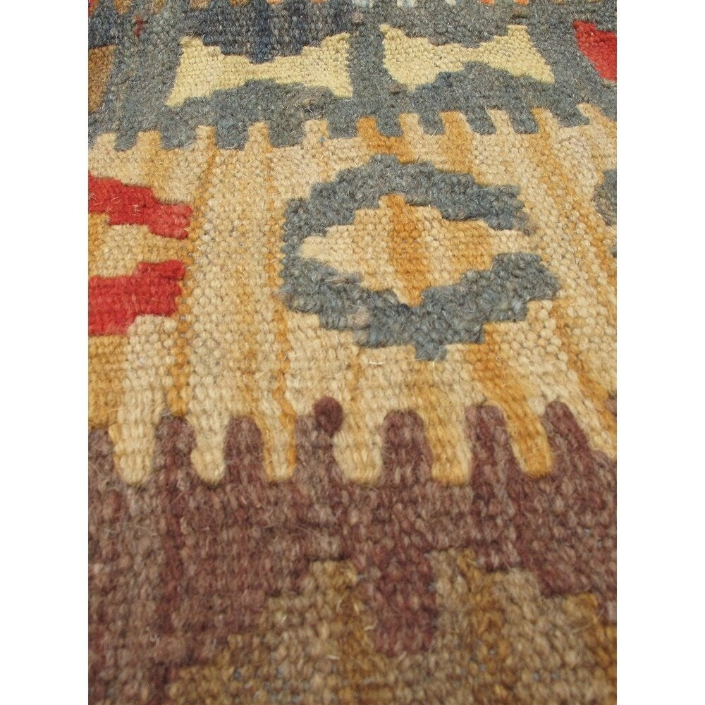 ecarpetgallery Hand-Woven Anatolian Kilim Brown Yellow Wool Kilim (4'9 x 6'10)