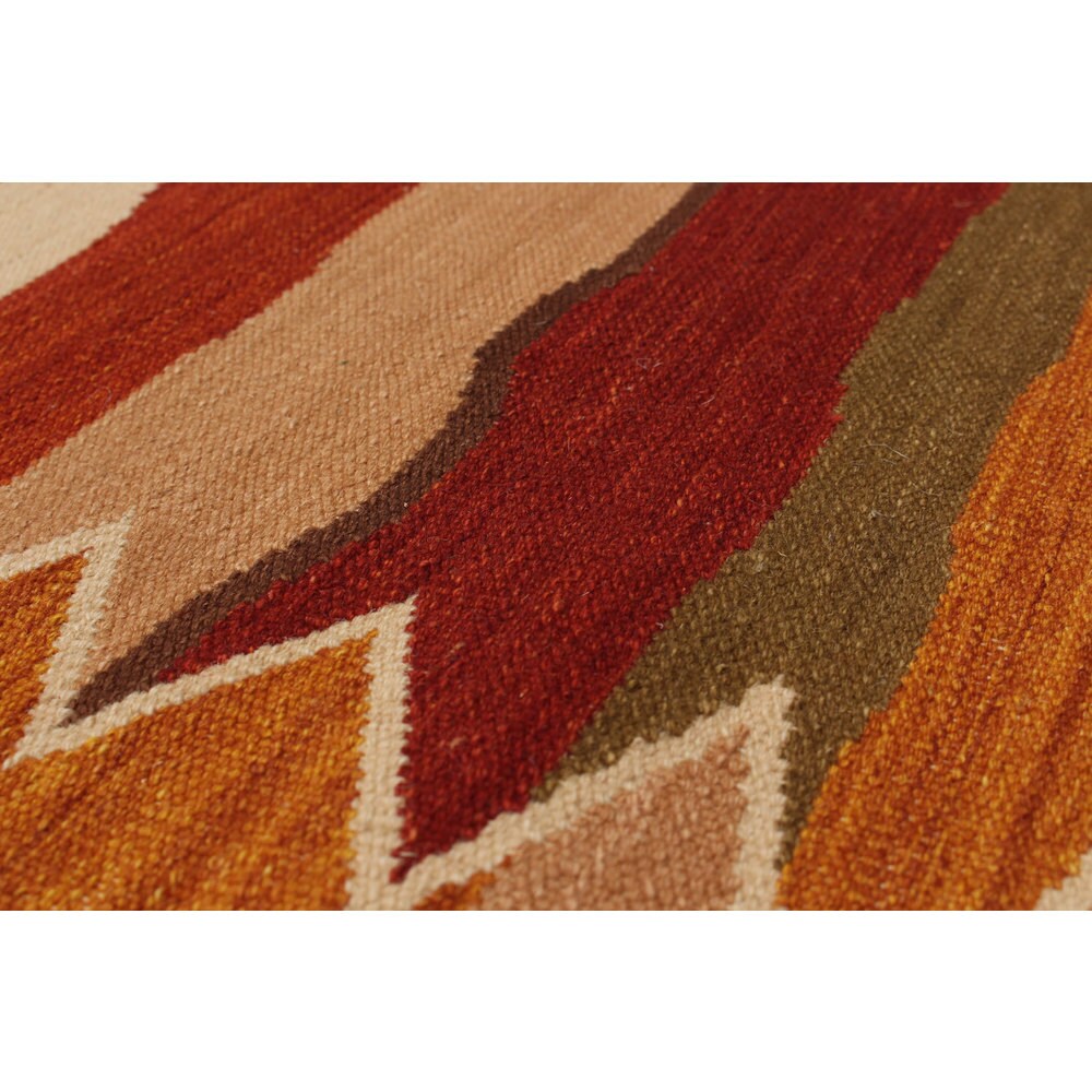 ecarpetgallery Hand-Woven Ankara Kilim Brown, Red Wool Kilim (5'7 x 7'8)