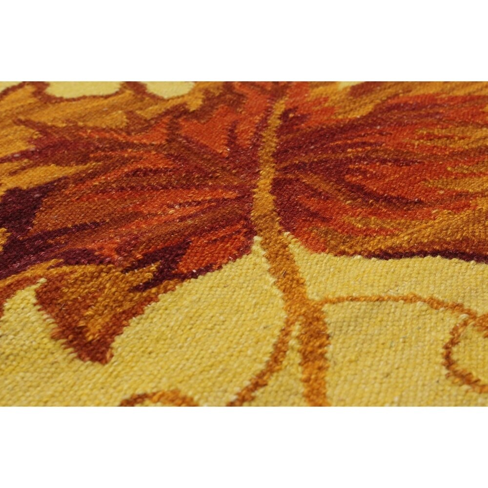 ecarpetgallery Hand-Woven Izmir Kilim Yellow Wool Kilim (5'3 x 7'0)
