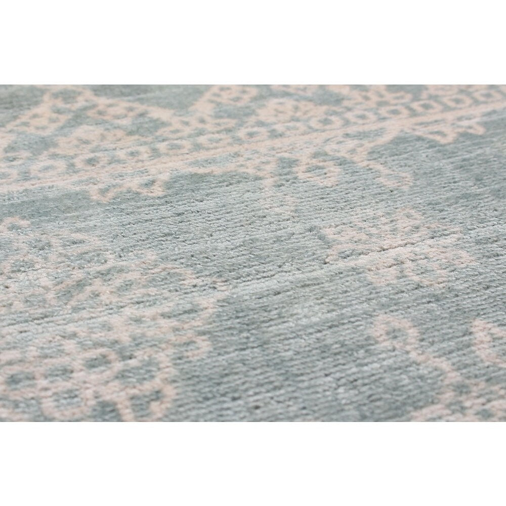 Hand Loomed Galleria Turquoise Silk Rug - 5'4" x 7'4"