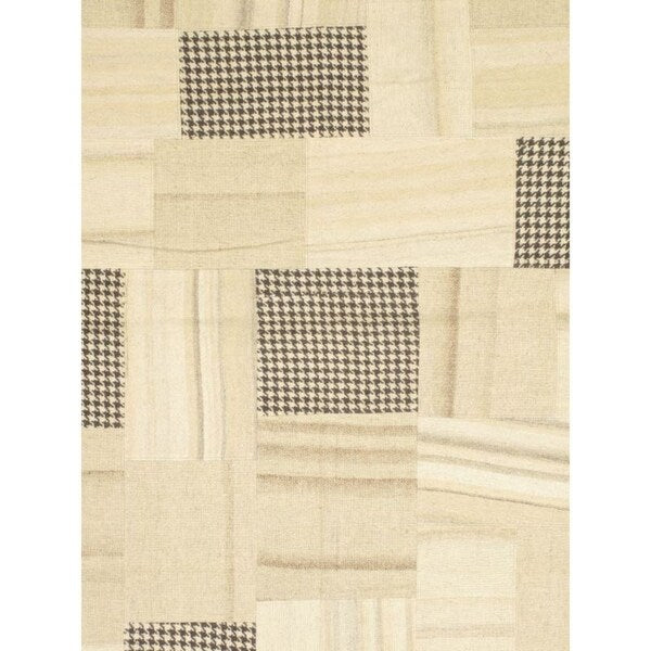 ecarpetgallery Mosaico Ivory Hand-woven Wool Kilim (4'7 x 6'7)