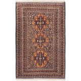 eCarpetGallery Blue/Brown Wool Teimani Rug