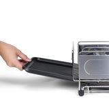 happimess Compact 17.25" Fingerprint-Proof Stainless Steel Dish Drying Rack With Wine Glass Holder, Stainless Steel/Black