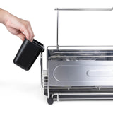 happimess Compact 17.25" Fingerprint-Proof Stainless Steel Dish Drying Rack With Wine Glass Holder, Stainless Steel/Black