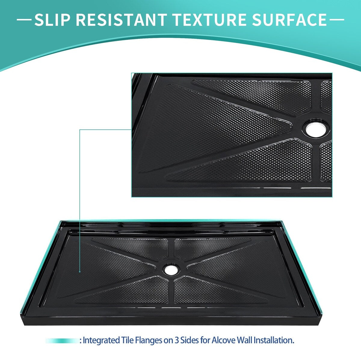 i-Homare 32" X 60" Single Threshold Rectangular Shower Base, Center Drain Location