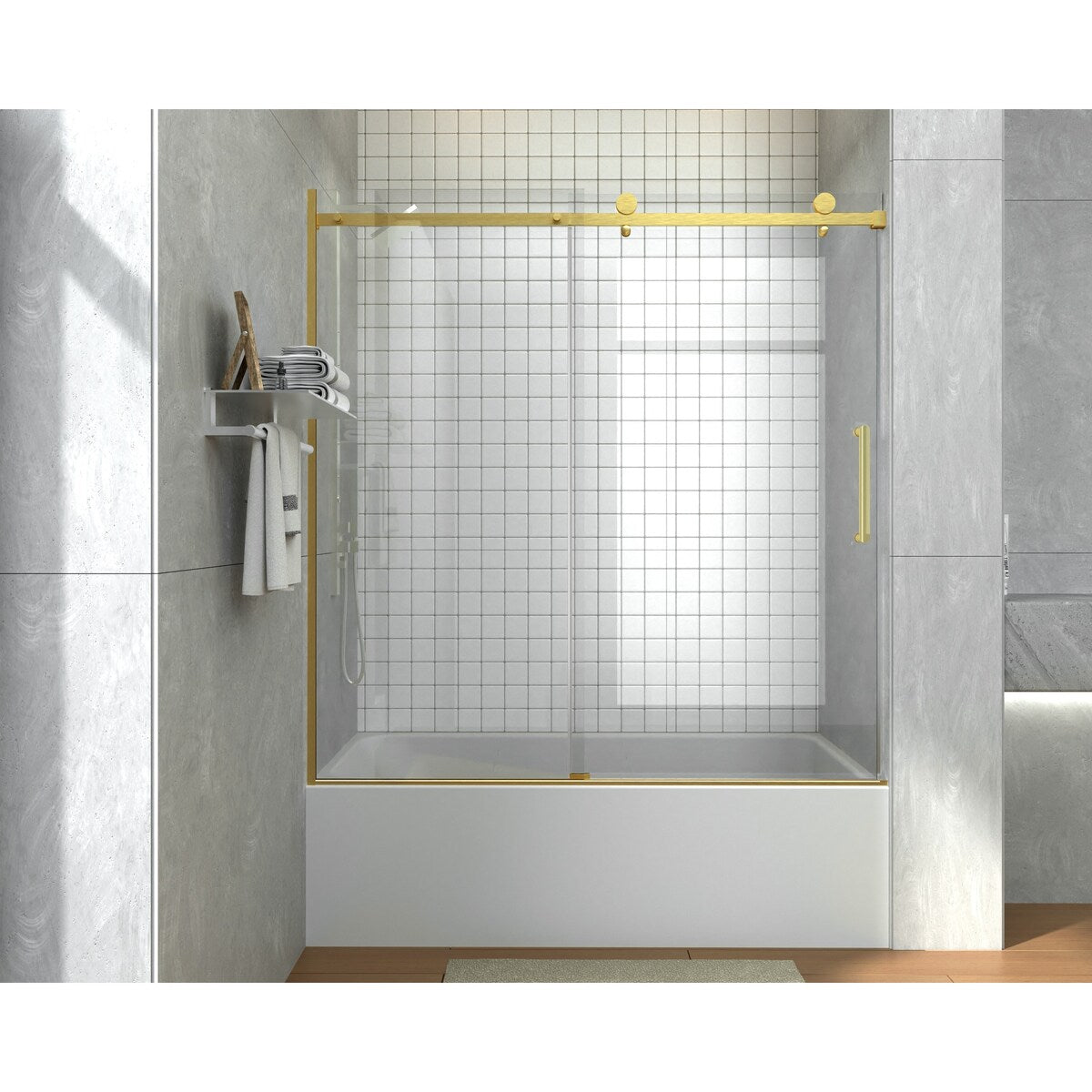 i-Homare 55 - 59 in.W x 60 in.H Sliding Frameless Tub Door Shower Door