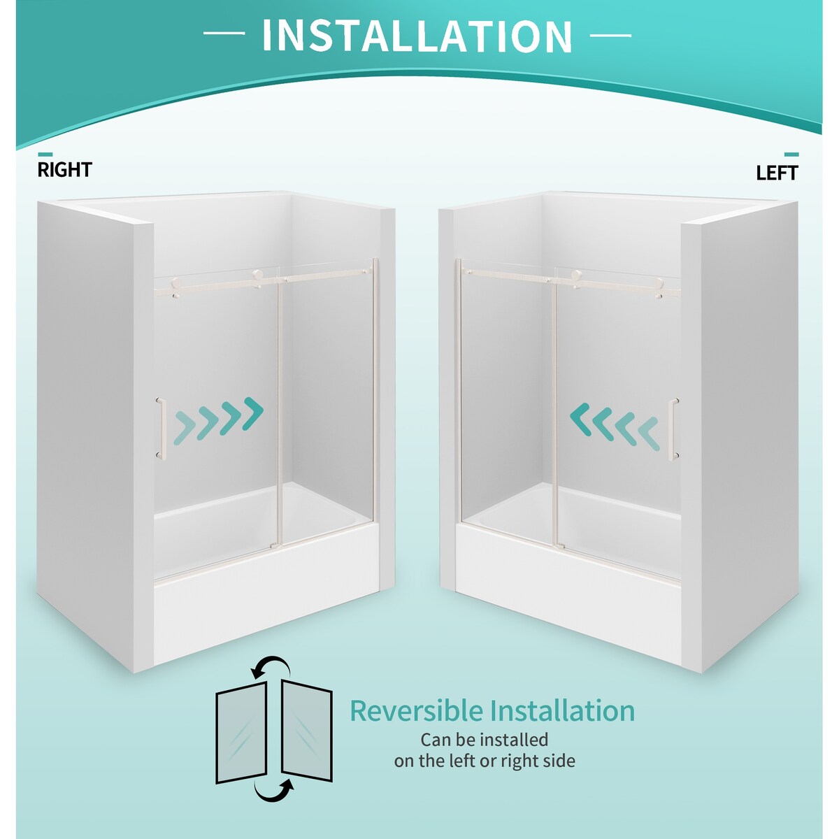 i-Homare 55 - 59 in.W x 60 in.H Sliding Frameless Tub Door Shower Door