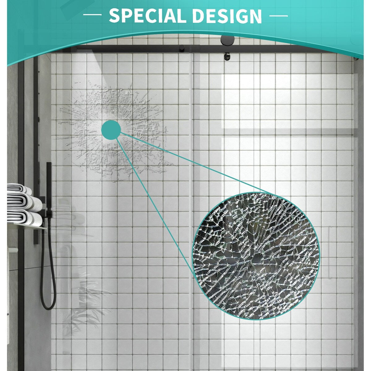 i-Homare 55 - 59 in.W x 60 in.H Sliding Frameless Tub Door Shower Door