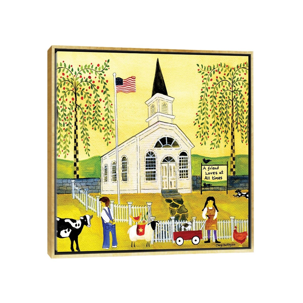 iCanvas "A Friend Loves At All Times Church" by Cheryl Bartley Framed Canvas Print