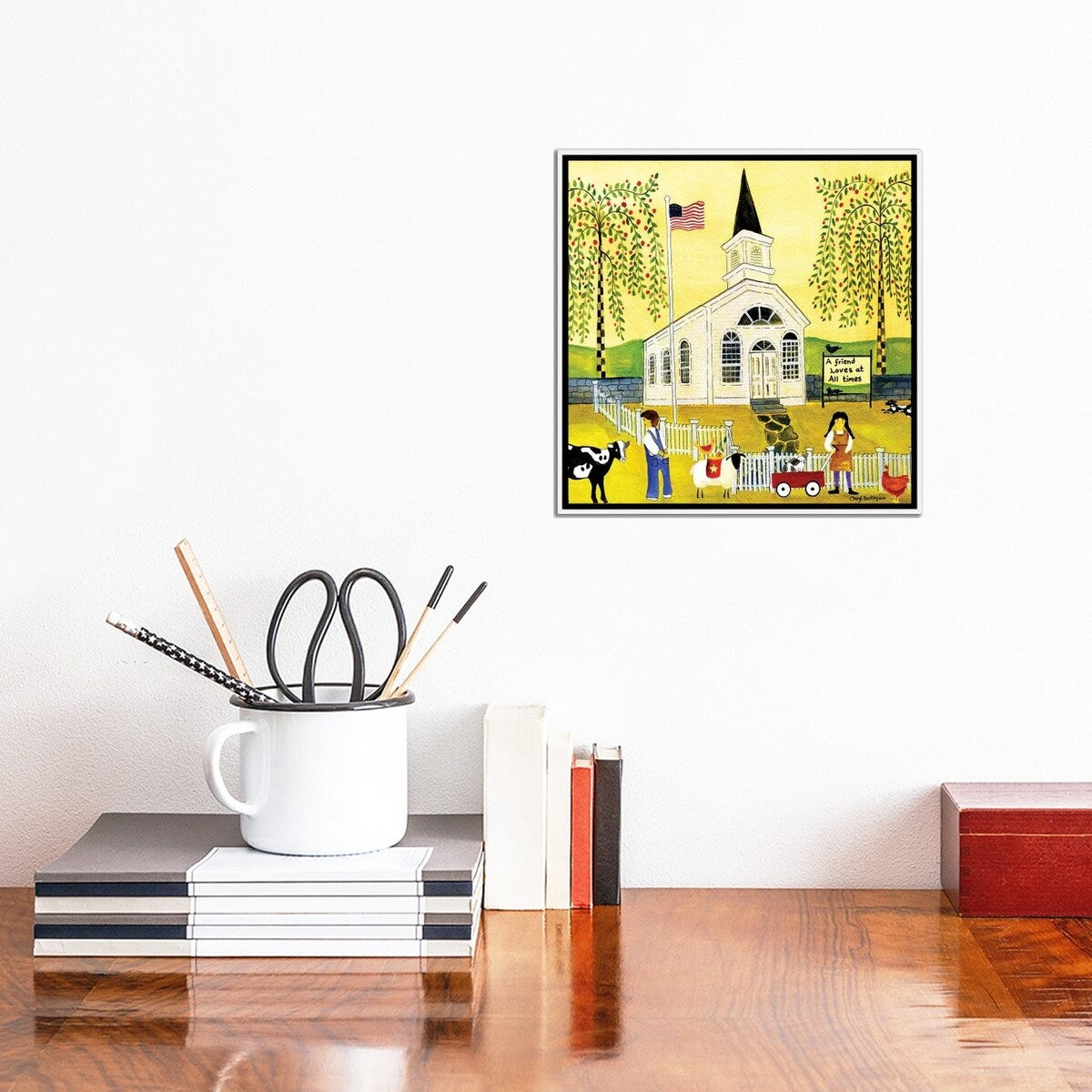 iCanvas "A Friend Loves At All Times Church" by Cheryl Bartley Framed Canvas Print