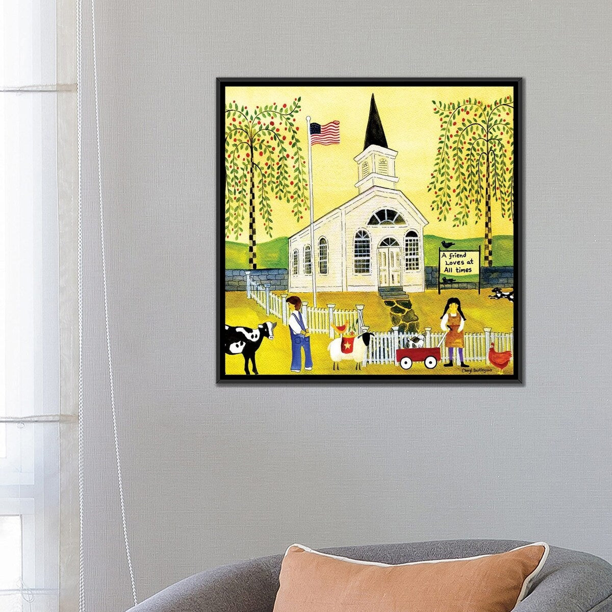 iCanvas "A Friend Loves At All Times Church" by Cheryl Bartley Framed Canvas Print