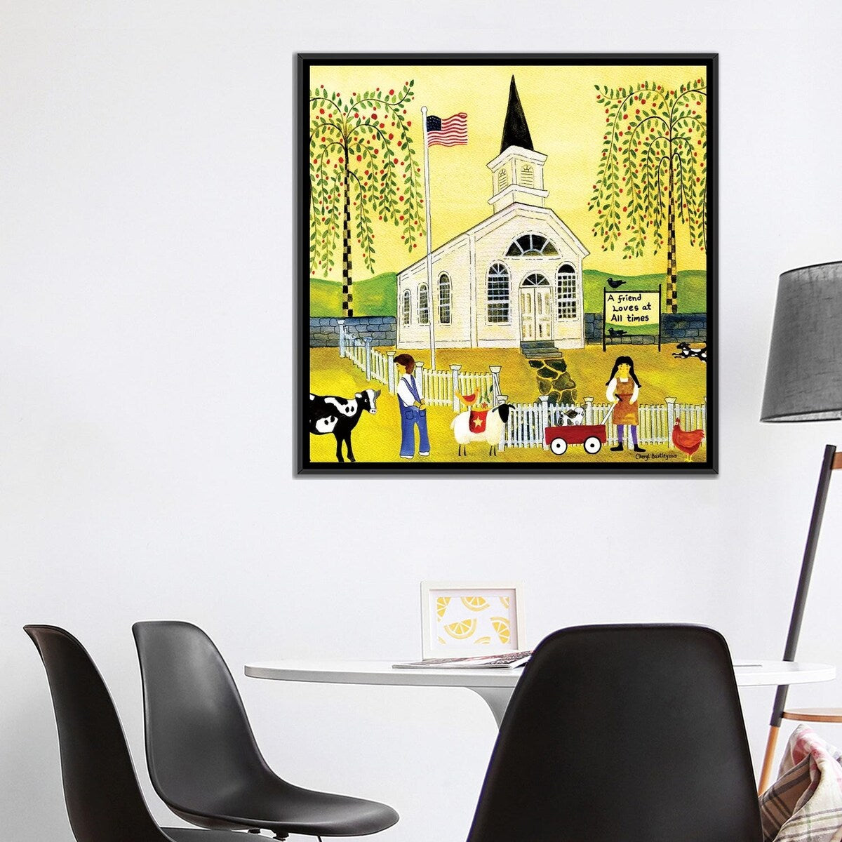 iCanvas "A Friend Loves At All Times Church" by Cheryl Bartley Framed Canvas Print