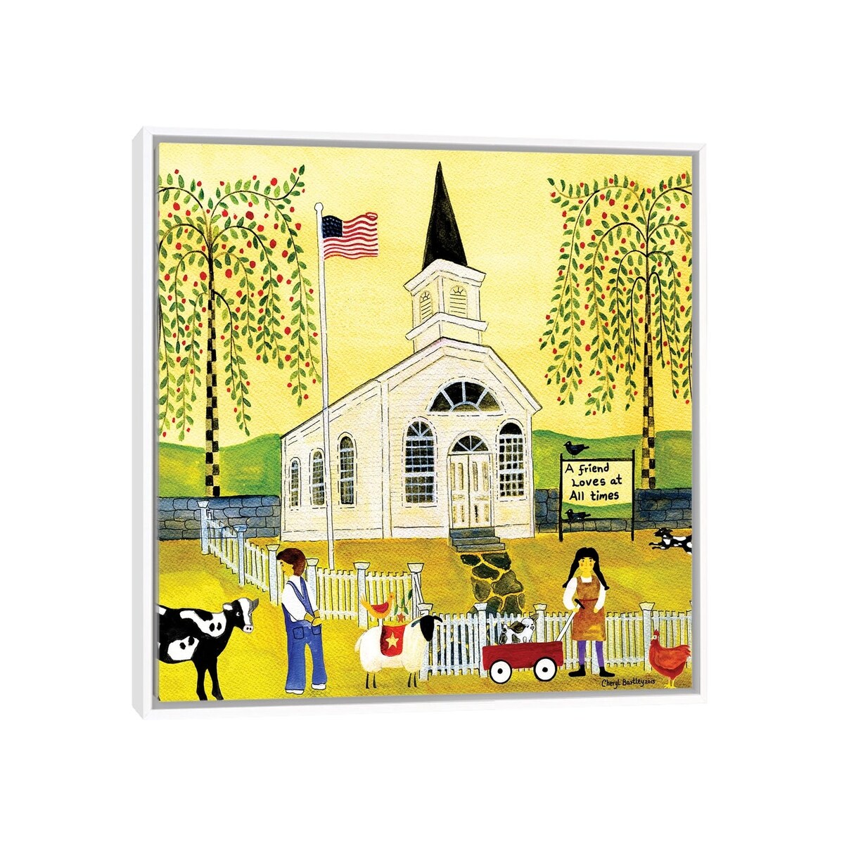 iCanvas "A Friend Loves At All Times Church" by Cheryl Bartley Framed Canvas Print