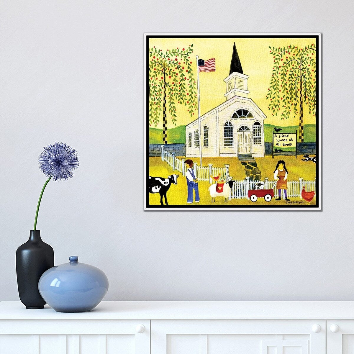 iCanvas "A Friend Loves At All Times Church" by Cheryl Bartley Framed Canvas Print