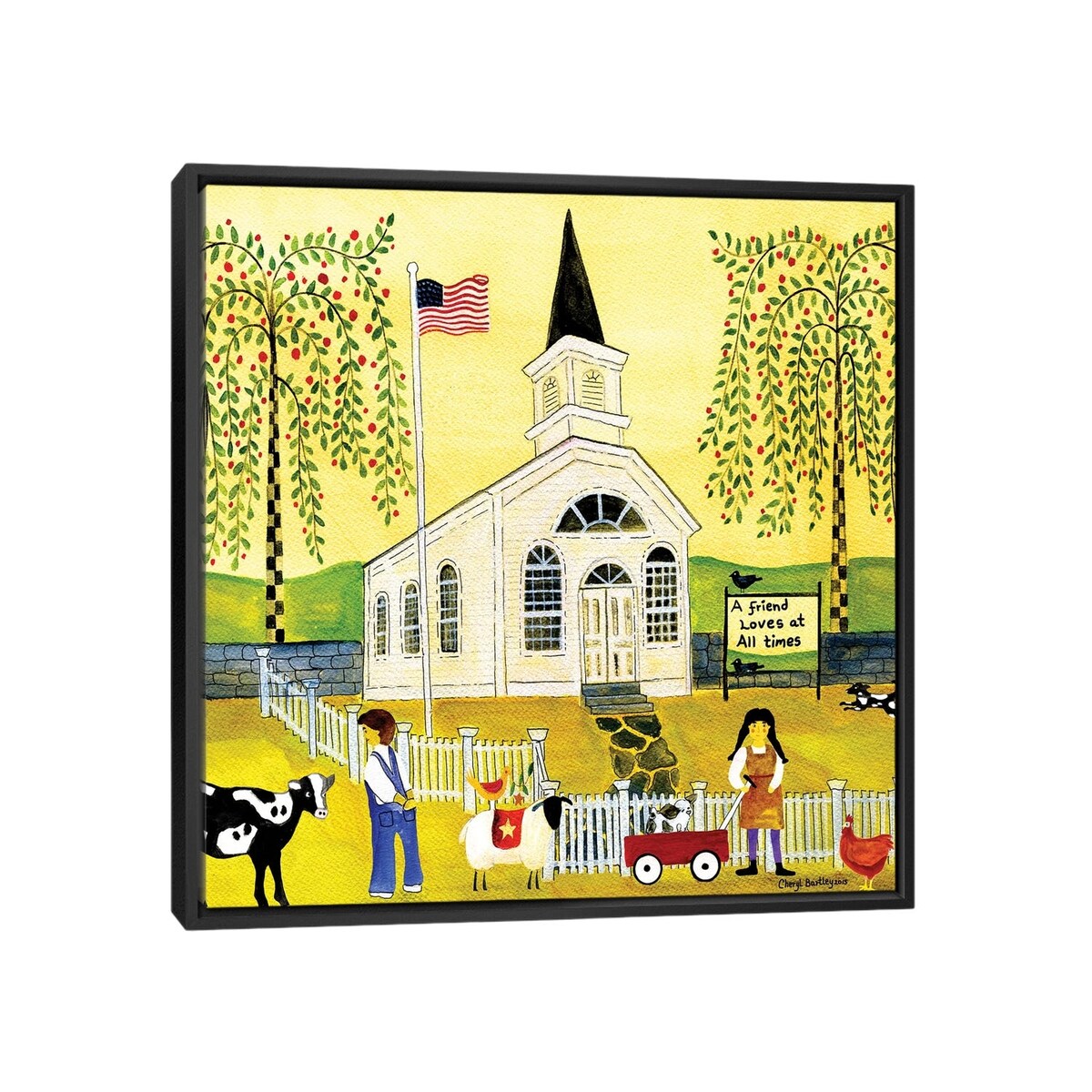 iCanvas "A Friend Loves At All Times Church" by Cheryl Bartley Framed Canvas Print