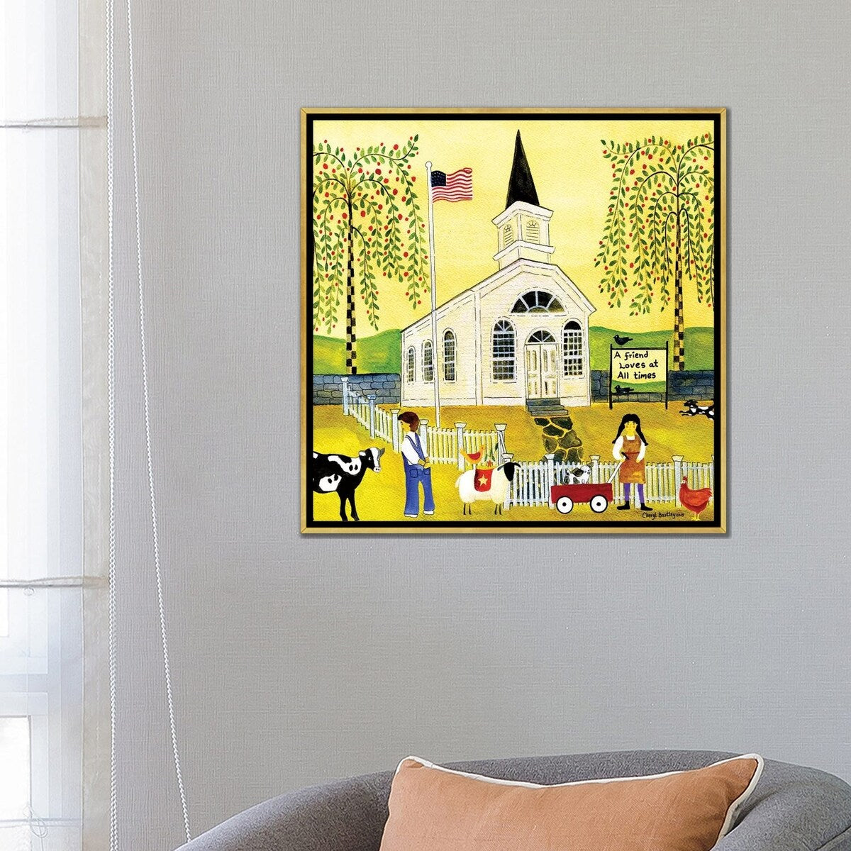 iCanvas "A Friend Loves At All Times Church" by Cheryl Bartley Framed Canvas Print